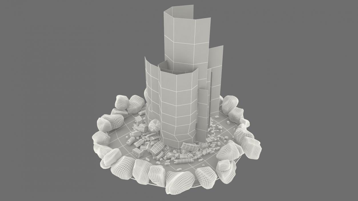 3D Campfire Pit with Bonfire Burning model