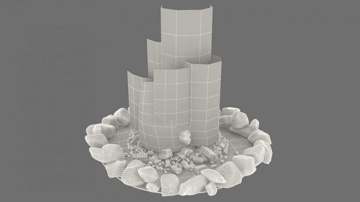 3D Campfire Pit with Bonfire Burning model