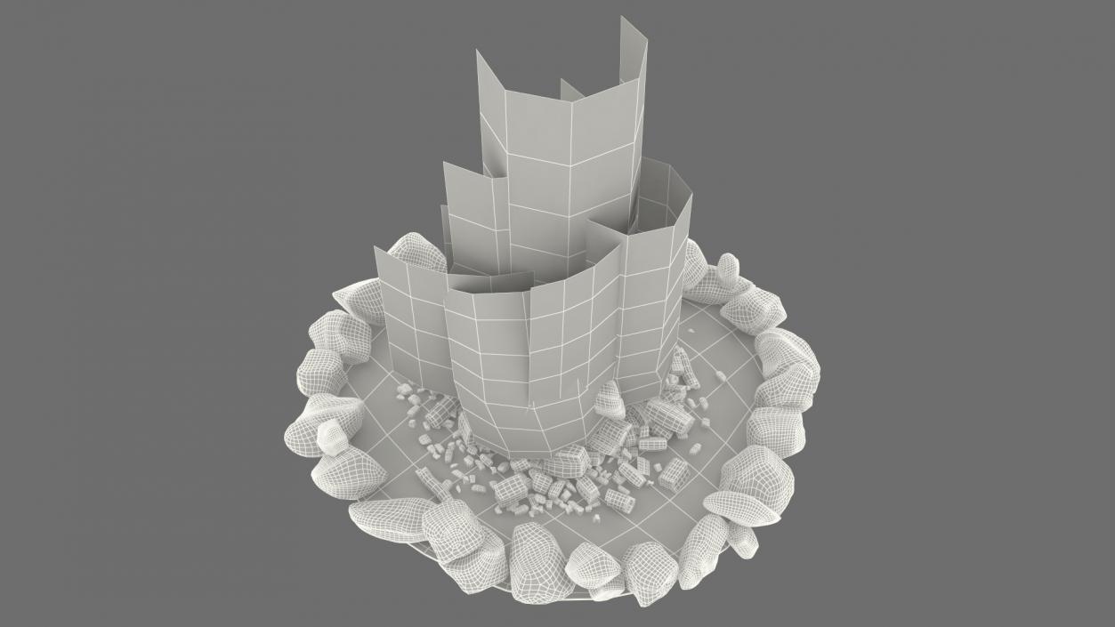 3D Campfire Pit with Bonfire Burning model