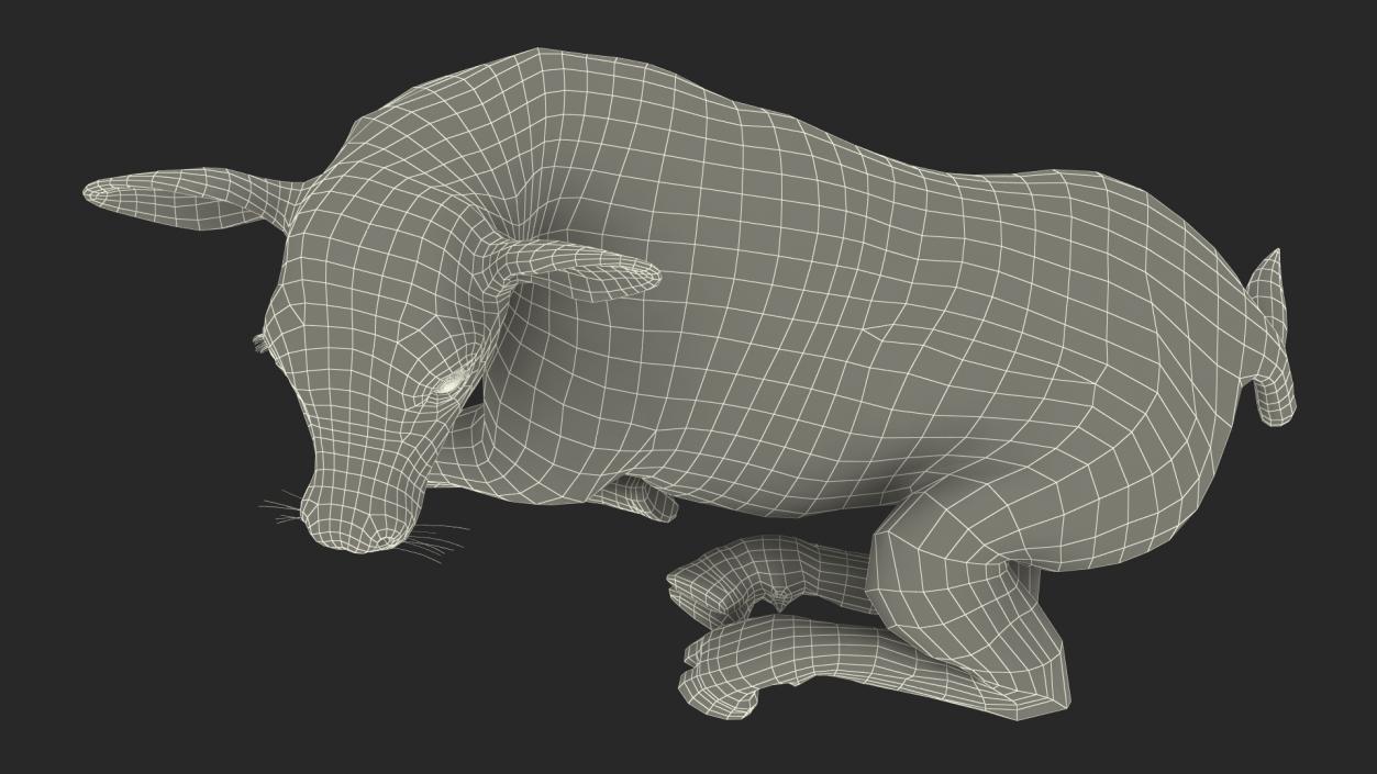 Cow Calf in Lying Pose 3D