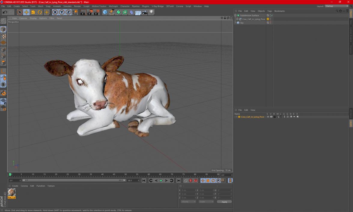 Cow Calf in Lying Pose 3D