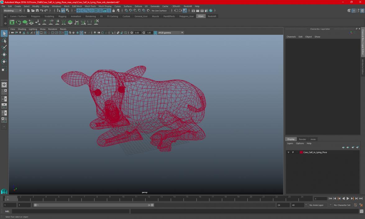 Cow Calf in Lying Pose 3D