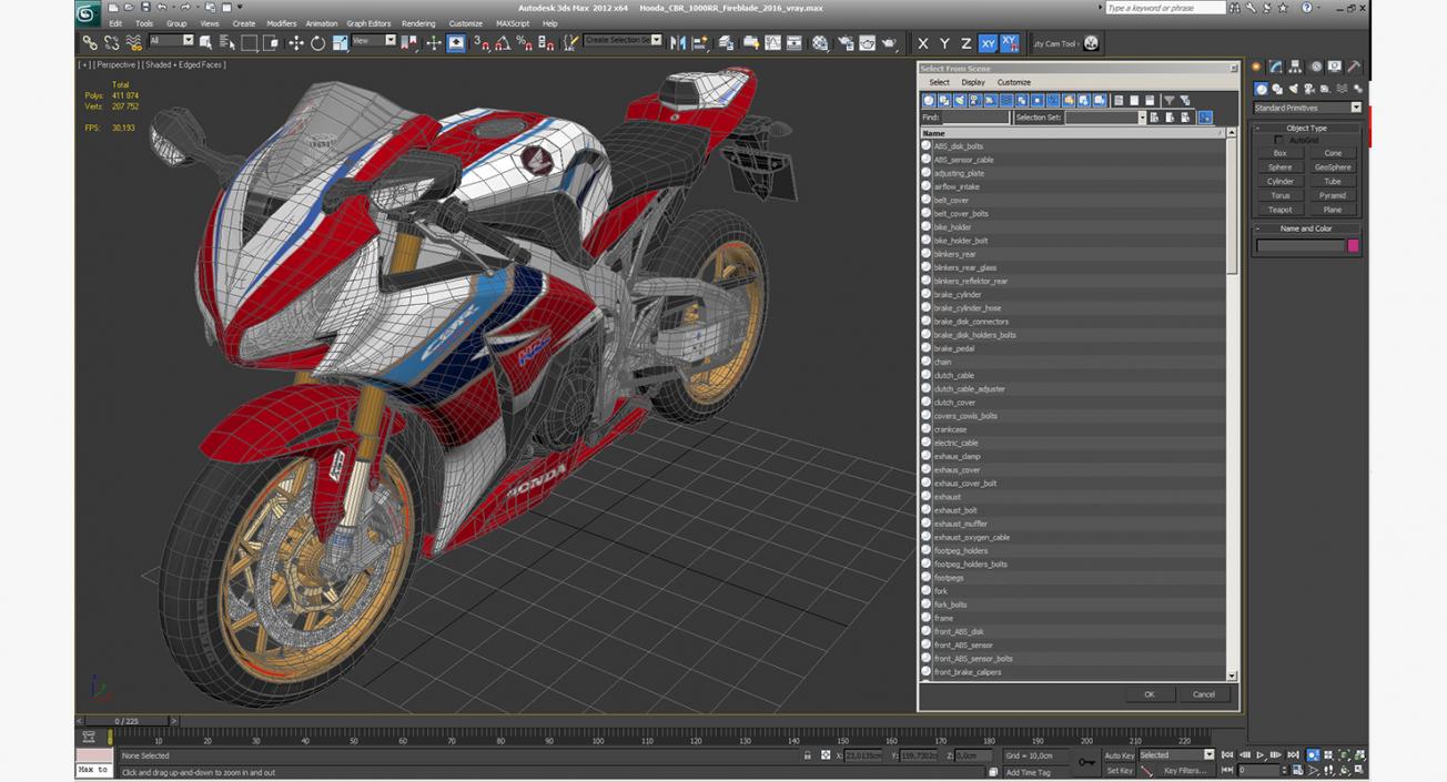 3D Honda CBR 1000RR Fireblade 2016