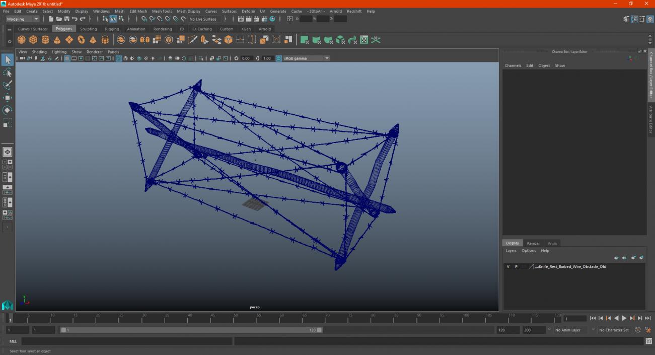 3D model Knife Rest Barbed Wire Obstacle Old