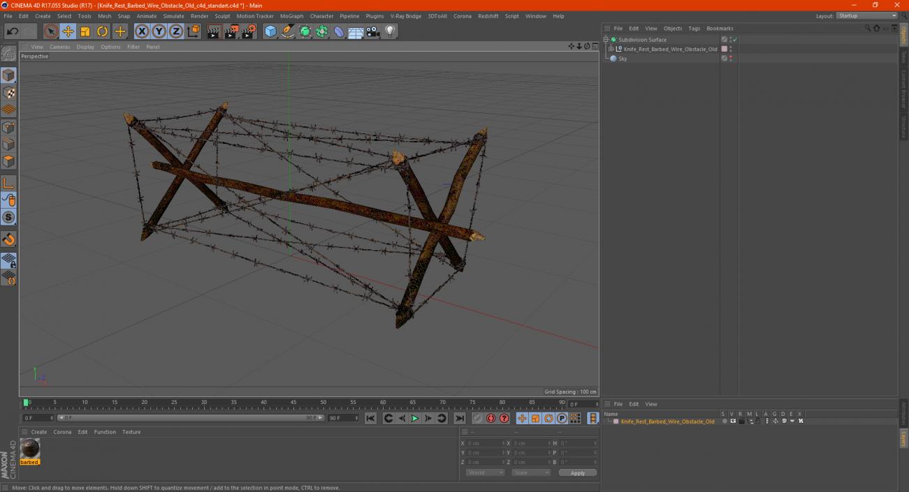3D model Knife Rest Barbed Wire Obstacle Old