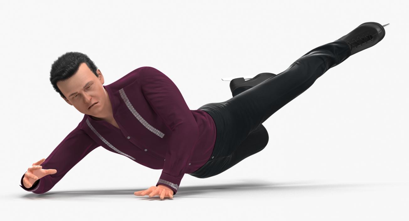 3D Male Figure Skater Falling Down