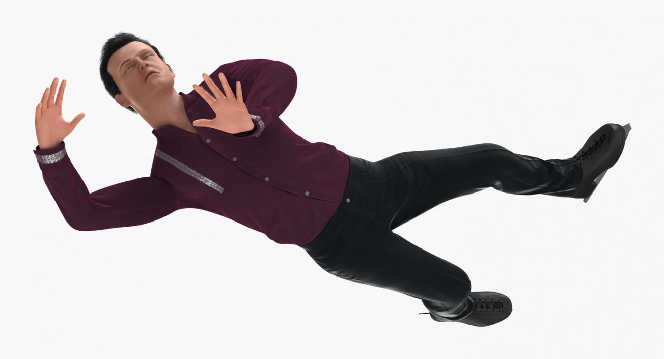 3D Male Figure Skater Falling Down