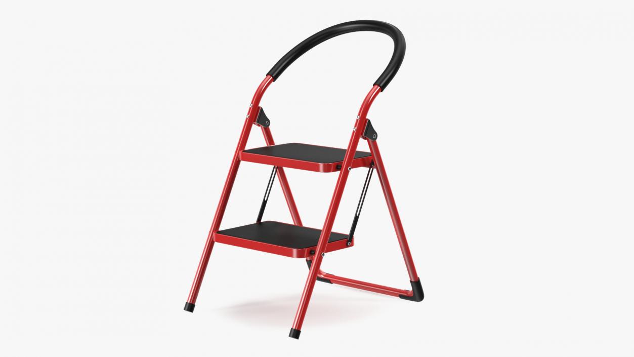 3D Safety Step Ladder Folding Step Stool Red