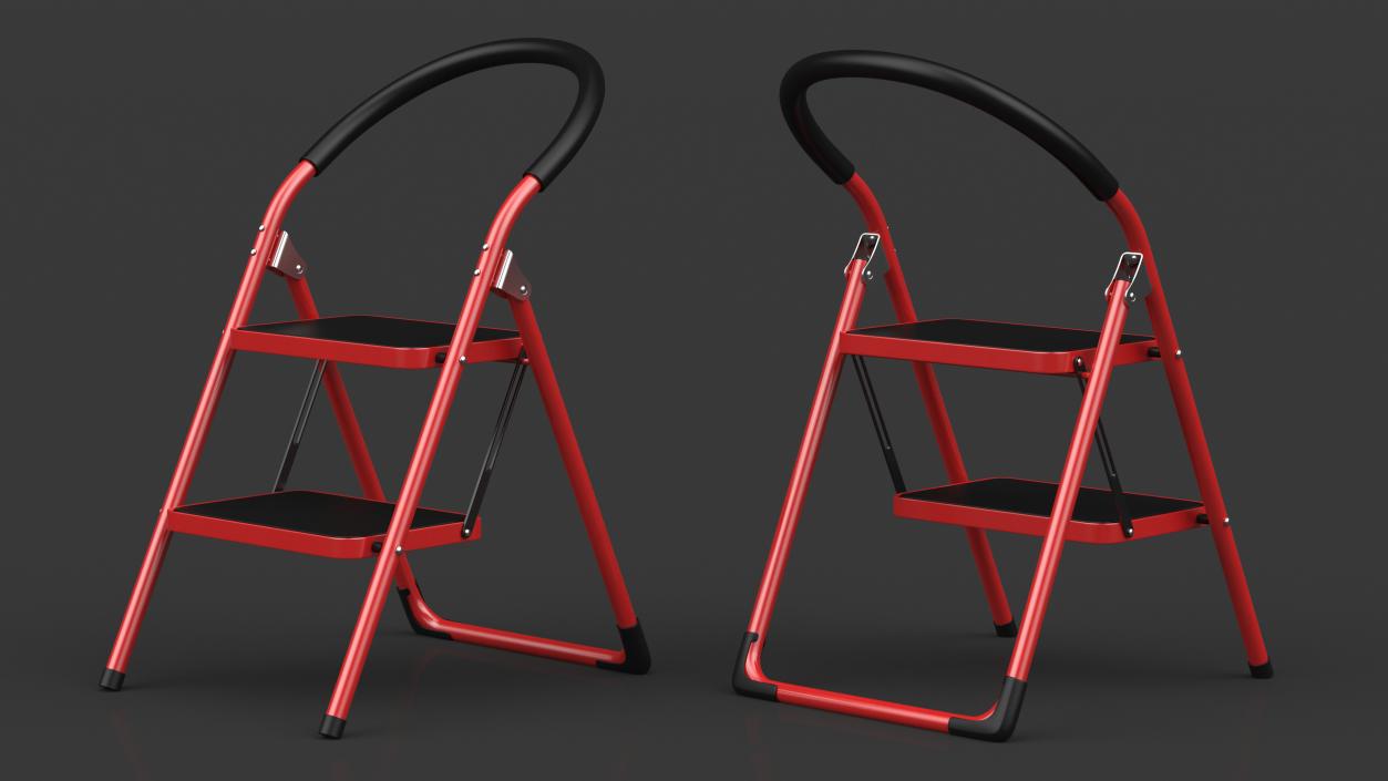 3D Safety Step Ladder Folding Step Stool Red