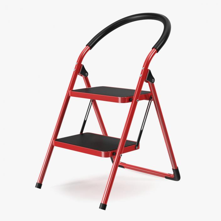 3D Safety Step Ladder Folding Step Stool Red