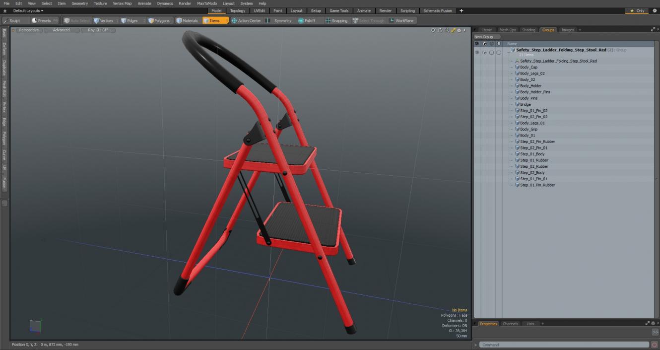 3D Safety Step Ladder Folding Step Stool Red