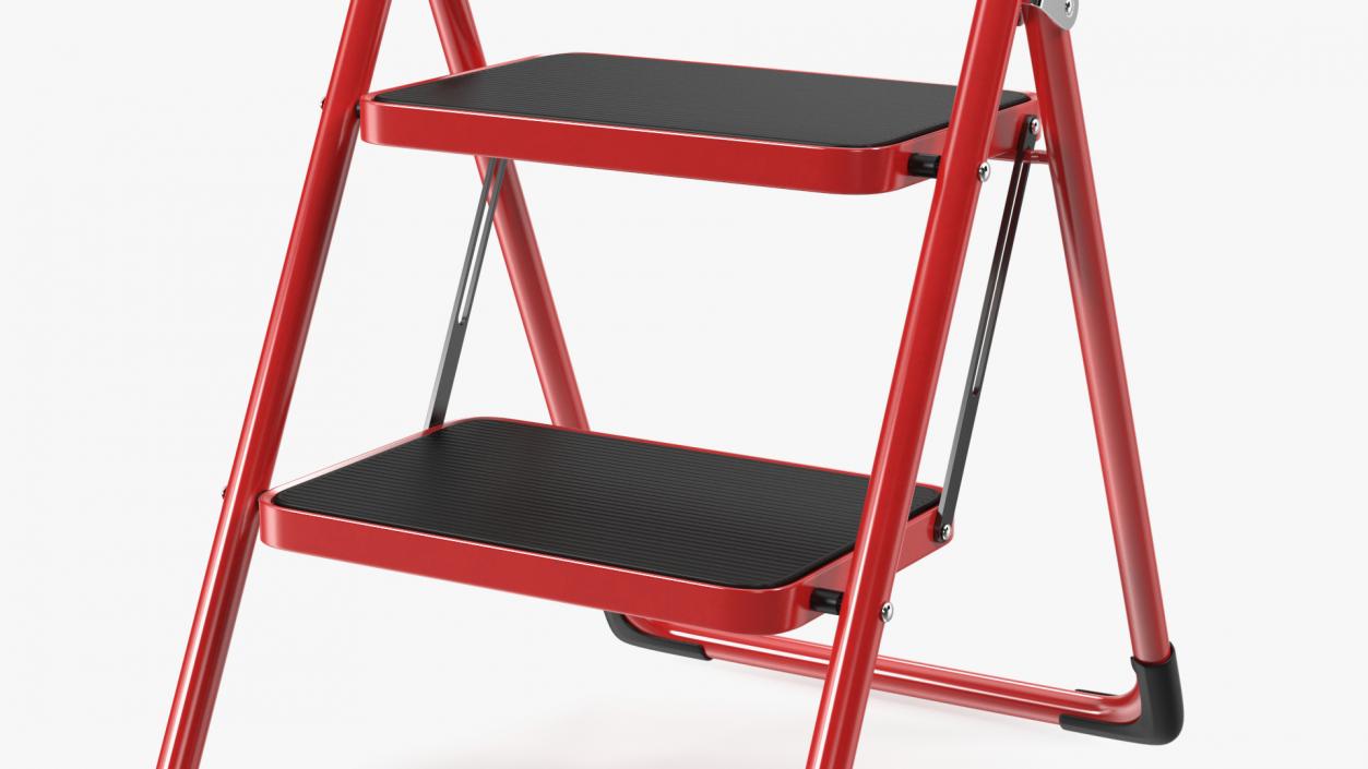 3D Safety Step Ladder Folding Step Stool Red