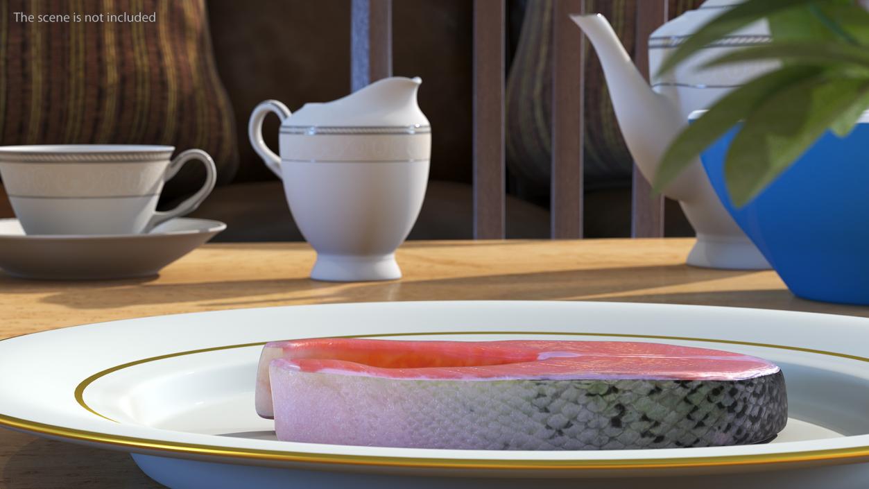 3D Raw Salmon Steaks Collection model