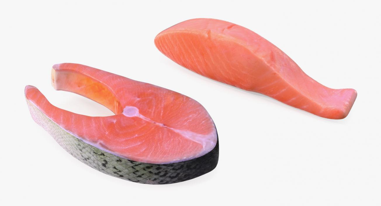 3D Raw Salmon Steaks Collection model