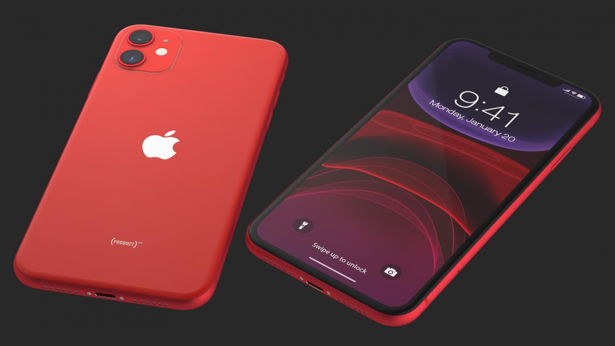 3D iPhone 11 Red model