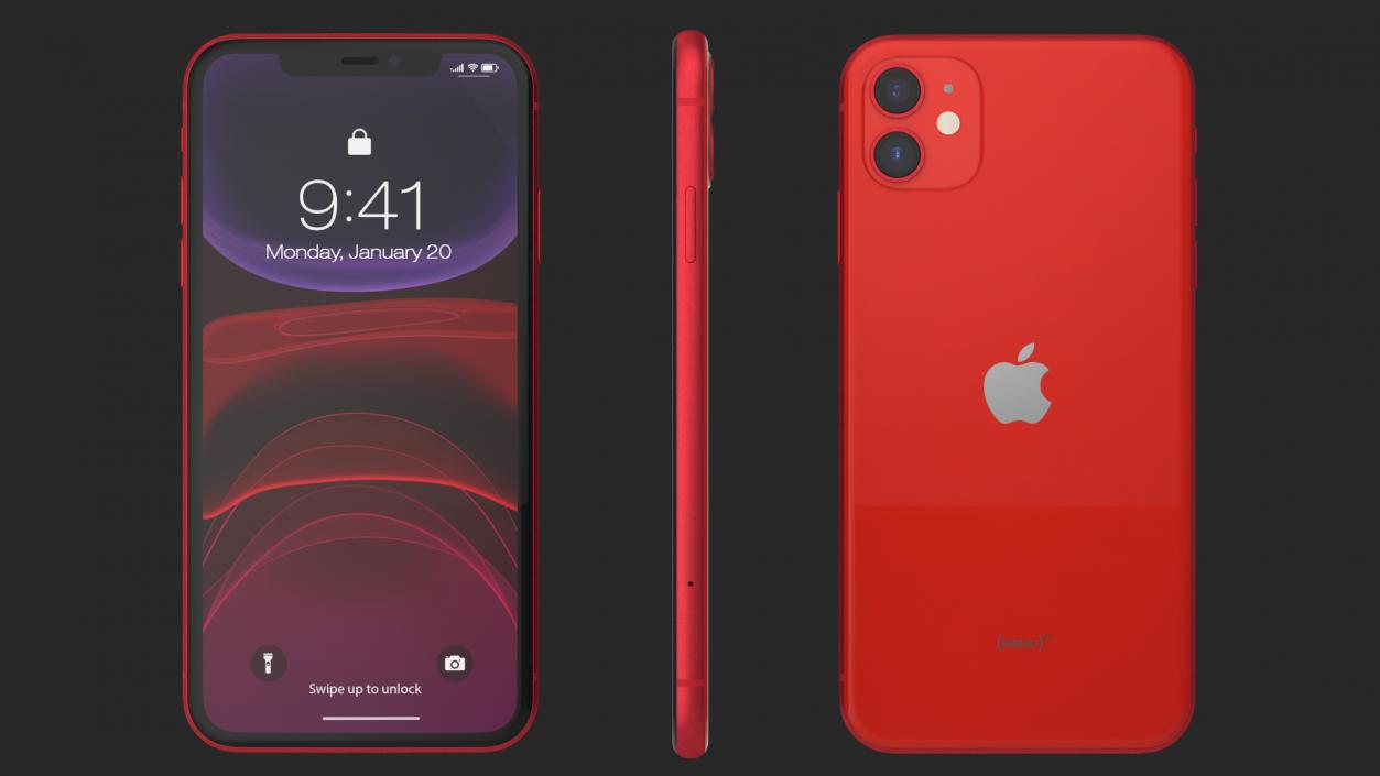 3D iPhone 11 Red model