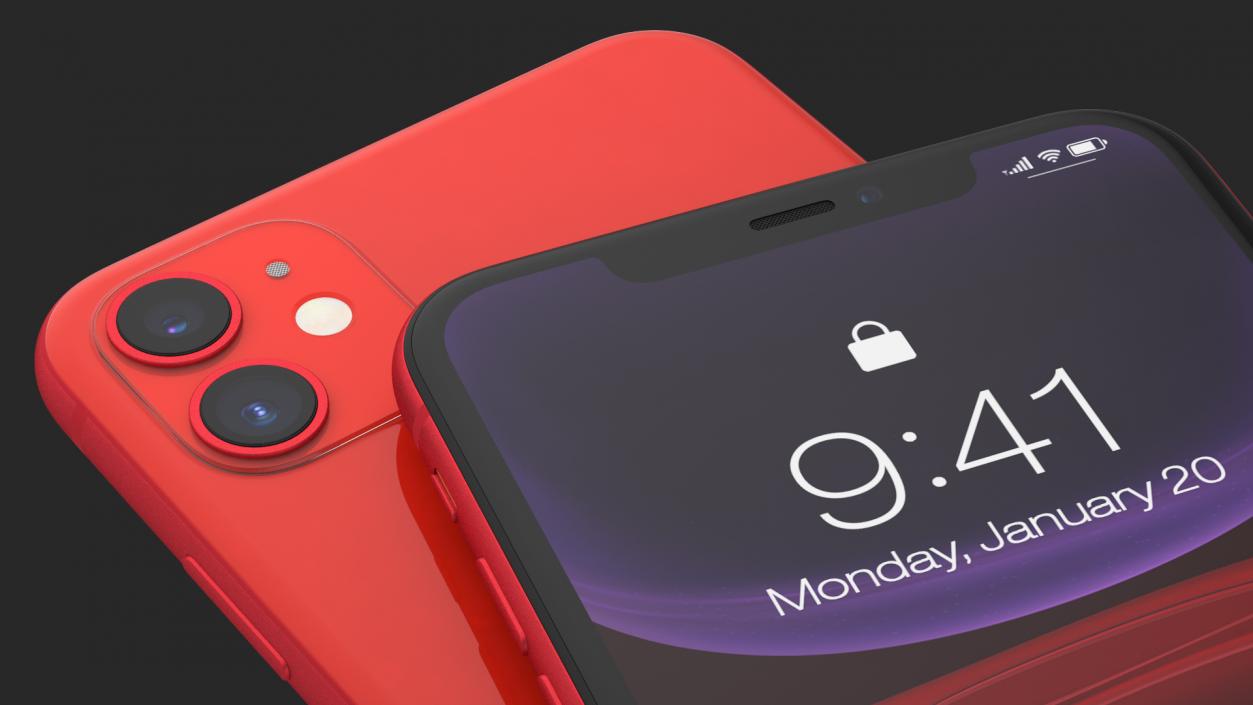 3D iPhone 11 Red model