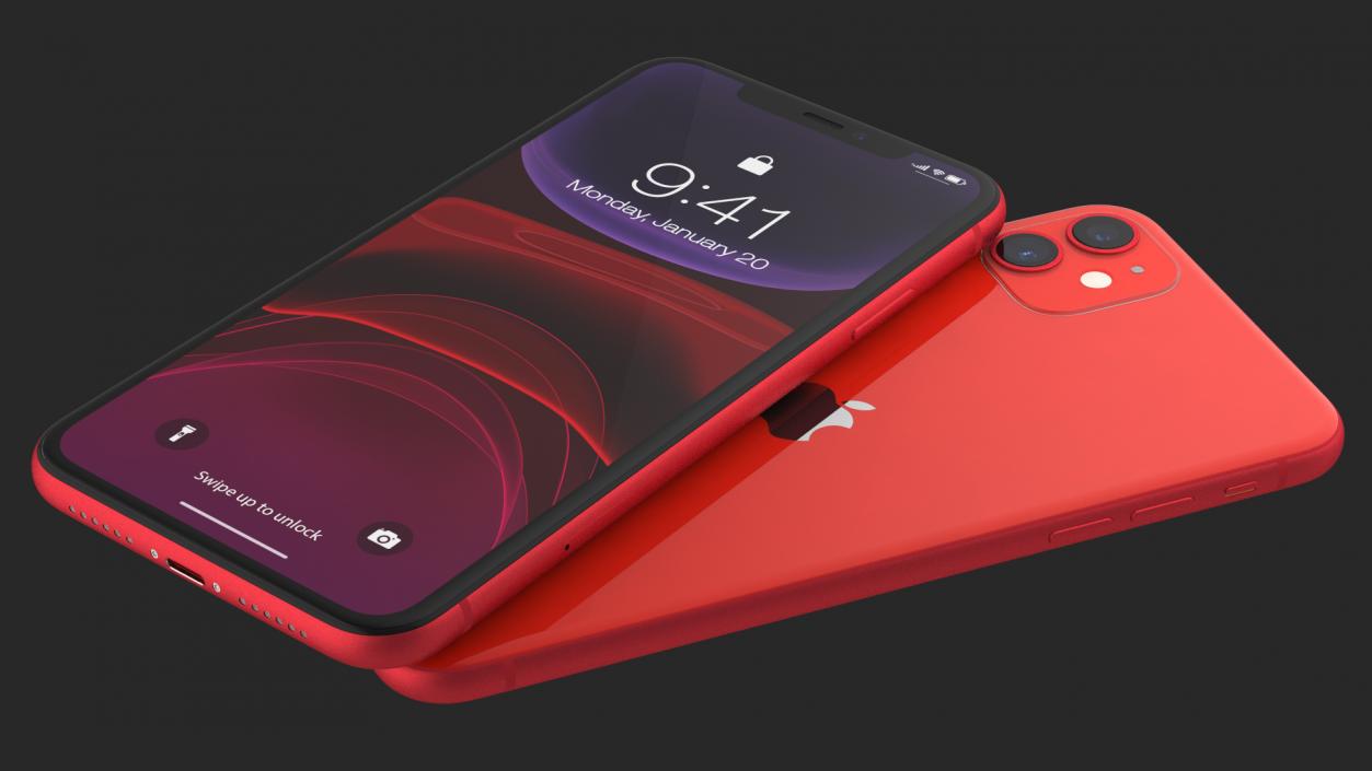 3D iPhone 11 Red model