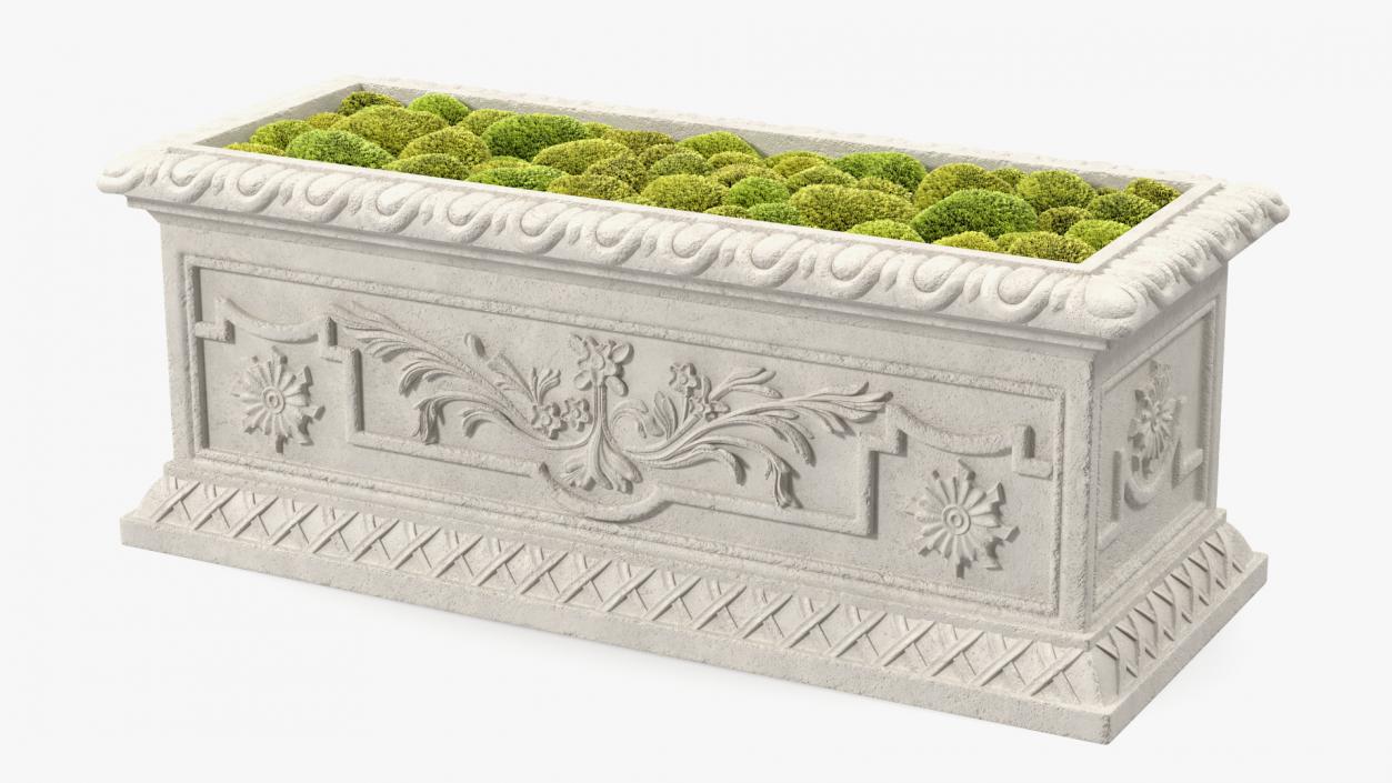 3D model Trough Planter With Moss Garden h30