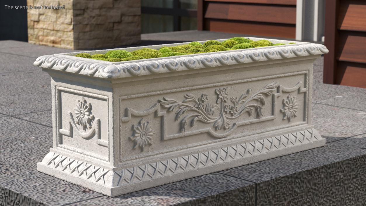 3D model Trough Planter With Moss Garden h30