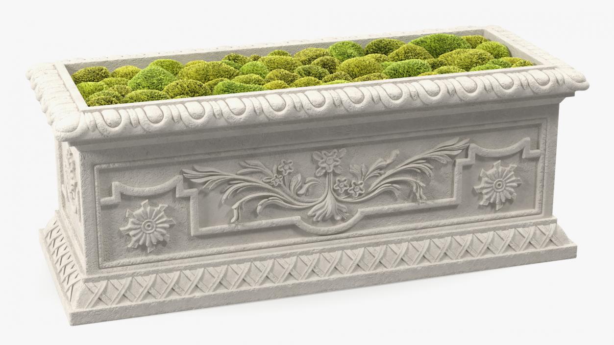 3D model Trough Planter With Moss Garden h30