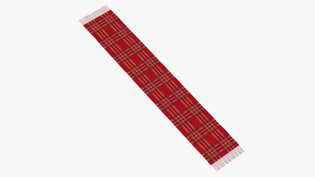 Red Check Cashmere Scarf 3D model