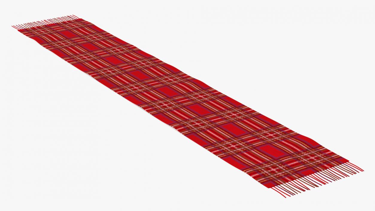 Red Check Cashmere Scarf 3D model