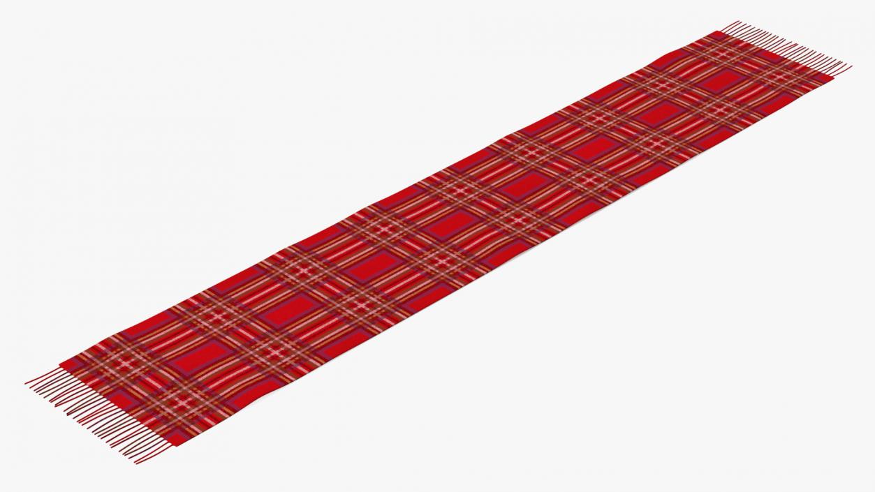 Red Check Cashmere Scarf 3D model