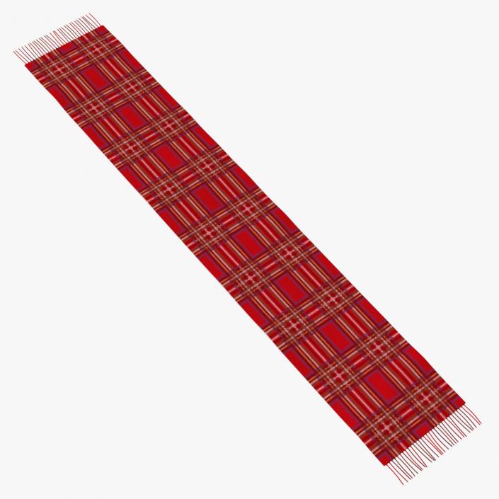 Red Check Cashmere Scarf 3D model