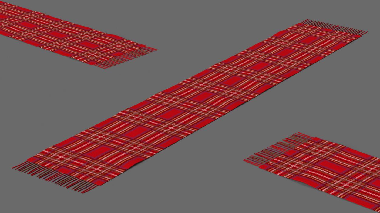 Red Check Cashmere Scarf 3D model