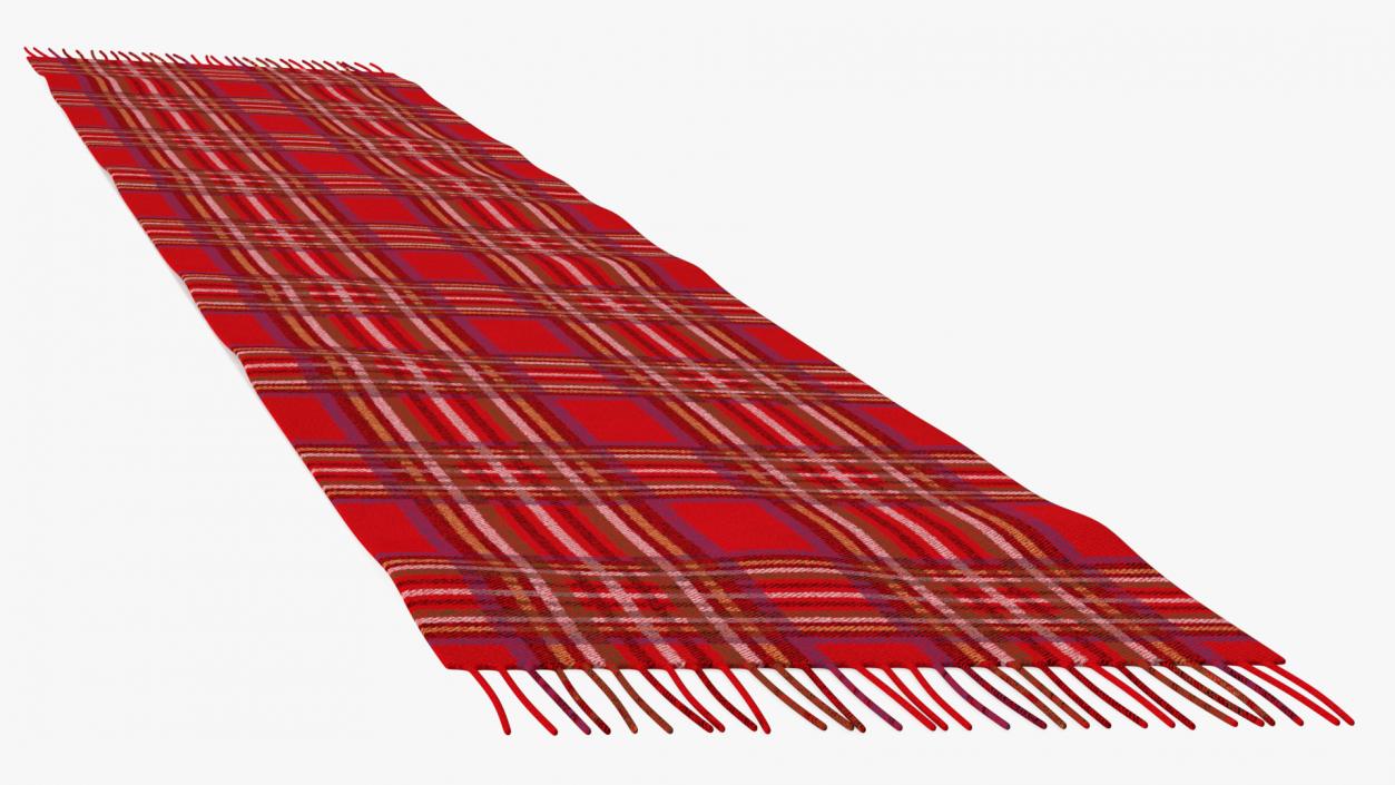 Red Check Cashmere Scarf 3D model