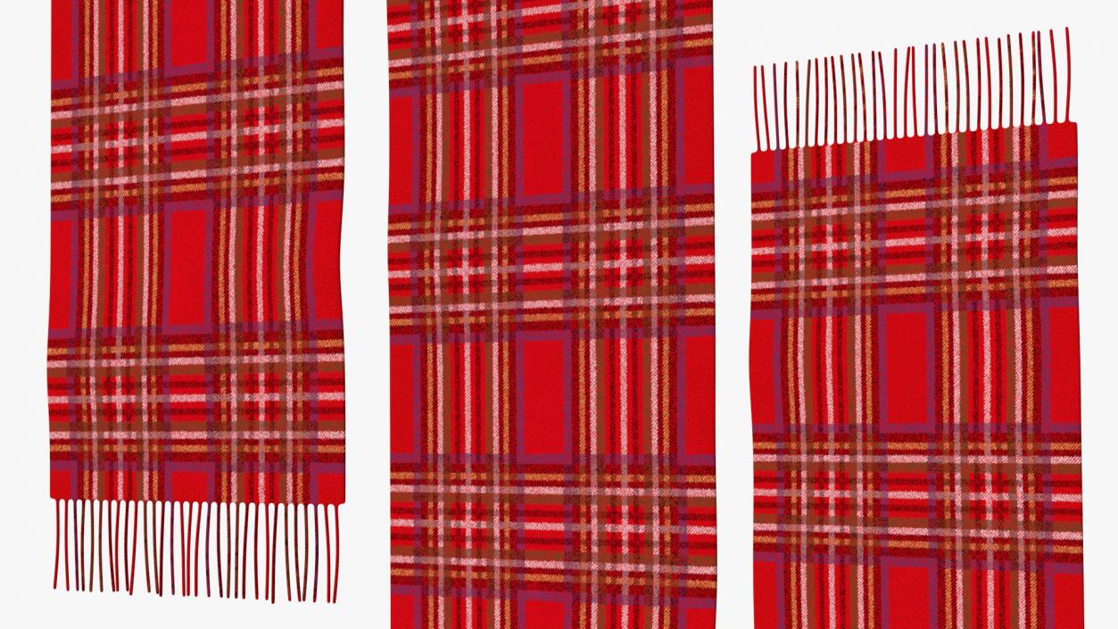 Red Check Cashmere Scarf 3D model