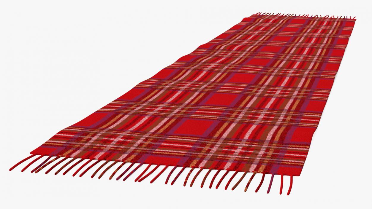 Red Check Cashmere Scarf 3D model