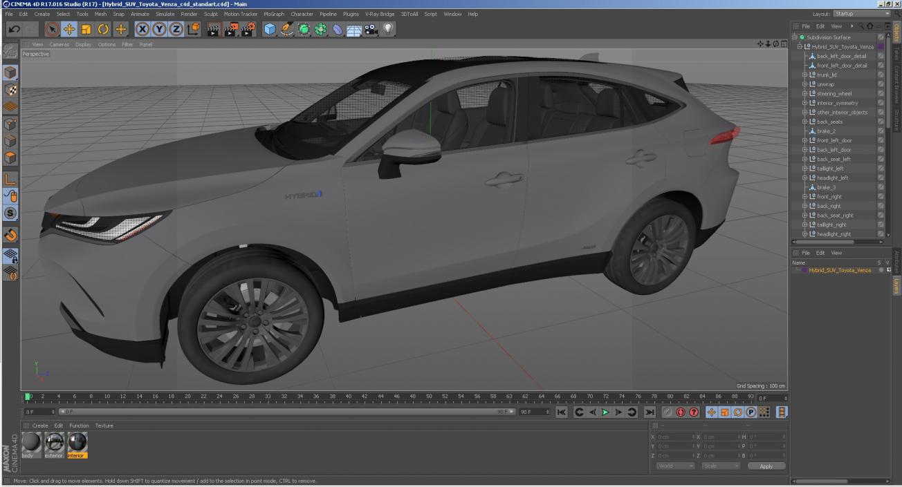 3D Hybrid SUV Toyota Venza model