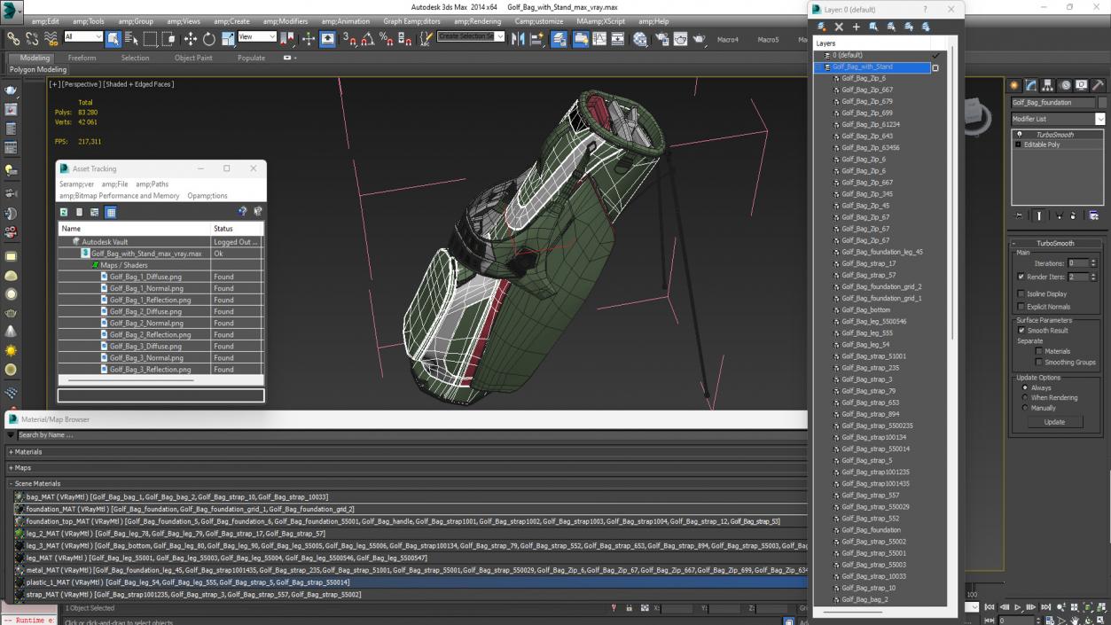 Golf Bag with Stand 3D model