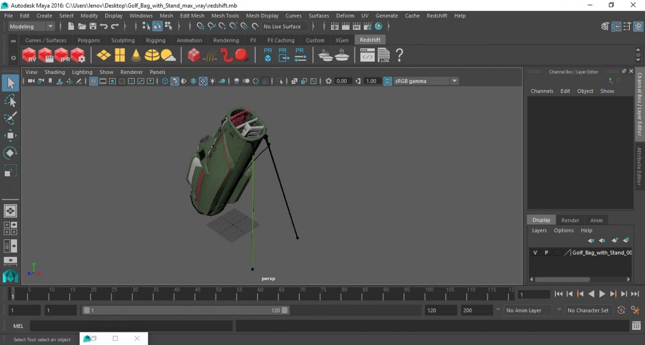 Golf Bag with Stand 3D model