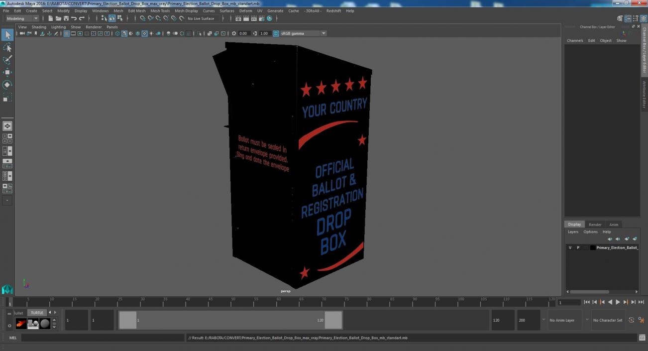 Primary Election Ballot Drop Box 3D