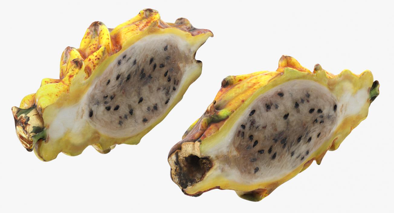 3D Yellow Dragon Fruit Cut Half model