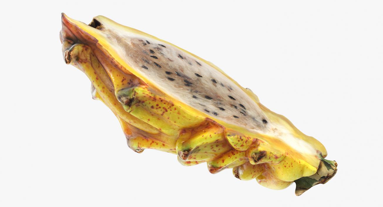 3D Yellow Dragon Fruit Cut Half model