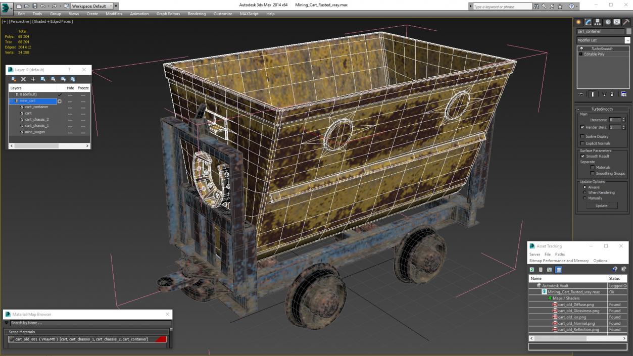 3D Mining Cart Rusted model