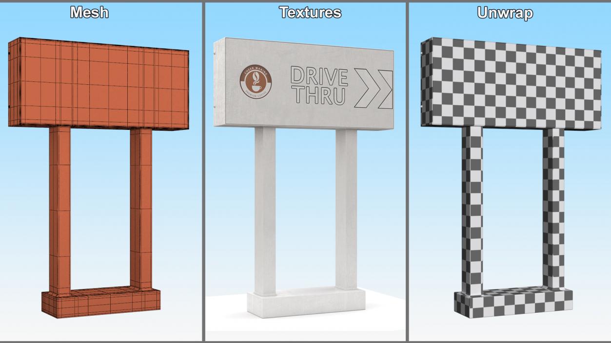 3D Coffee Shop Signs Collection model