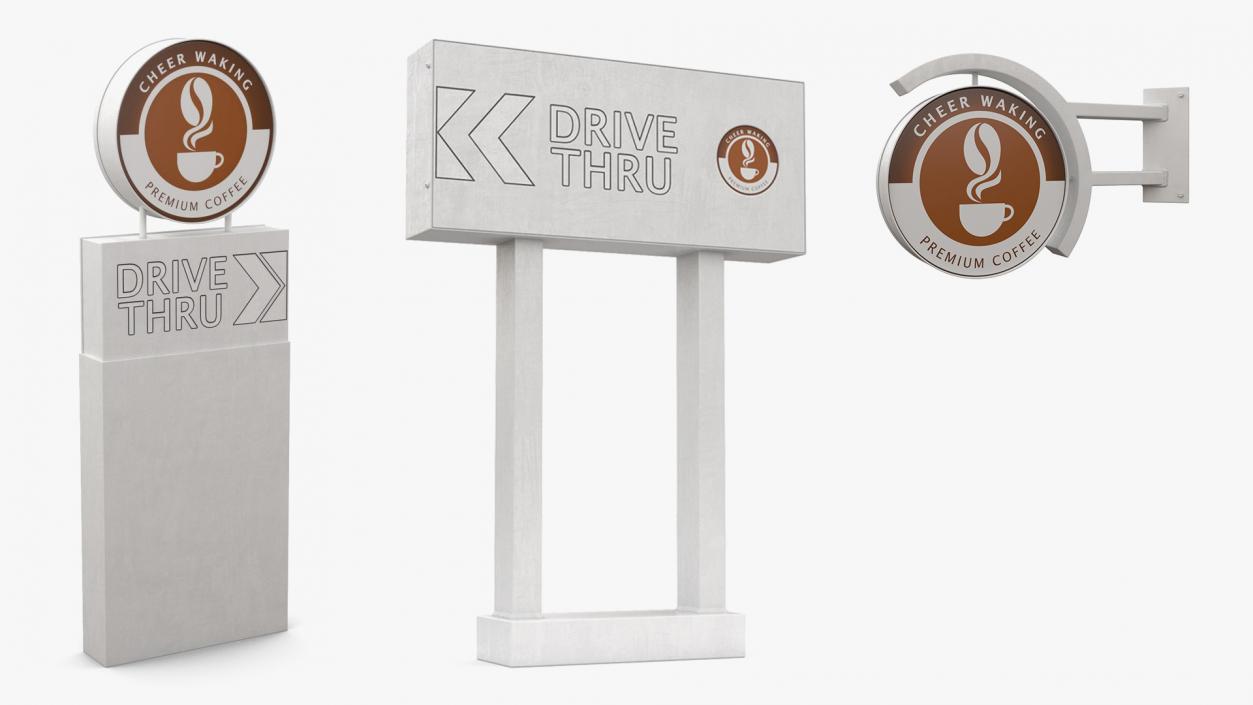 3D Coffee Shop Signs Collection model