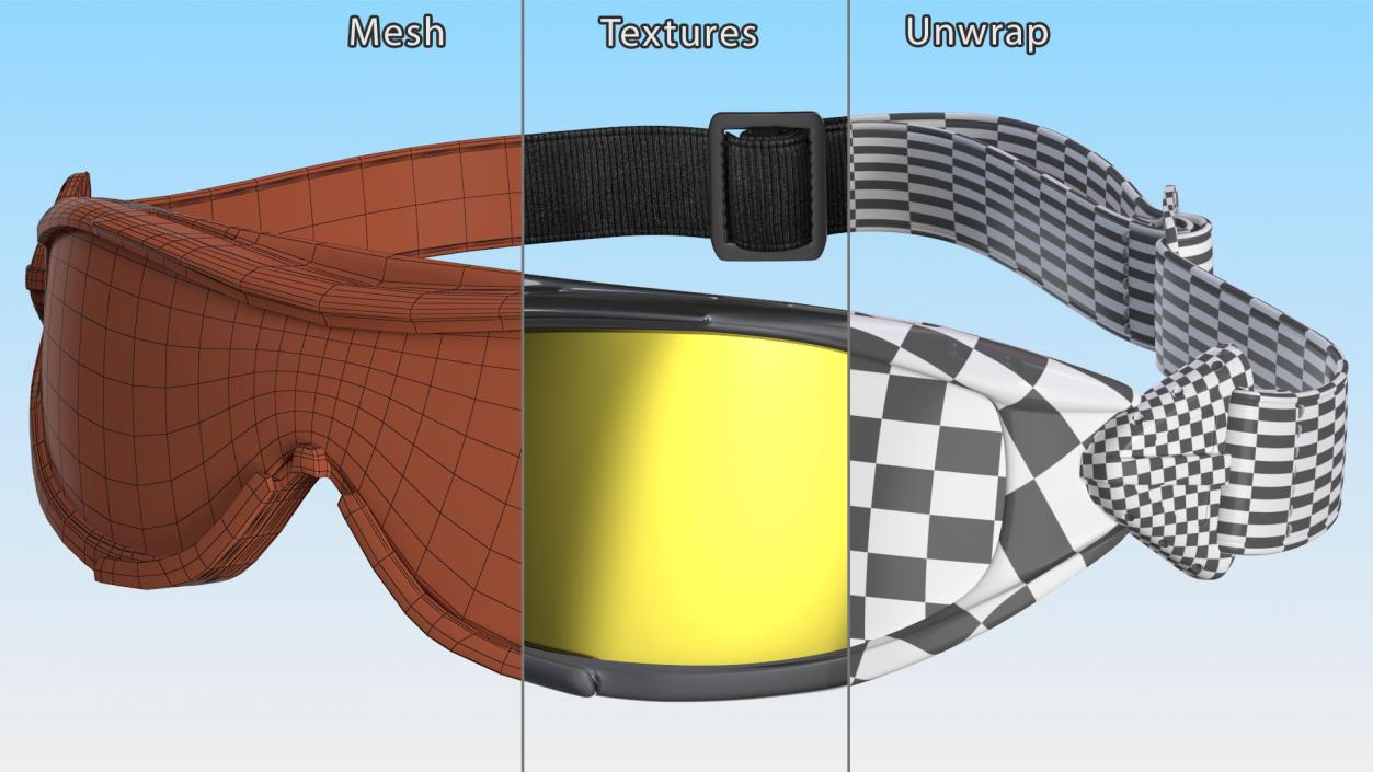 3D Polarized Yellow Ski Goggles model