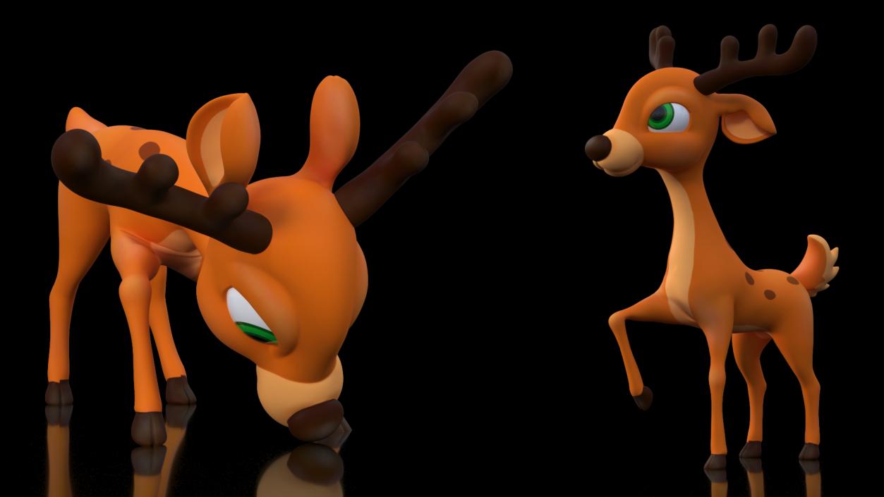 Cartoon Reindeer Rigged for Maya 3D