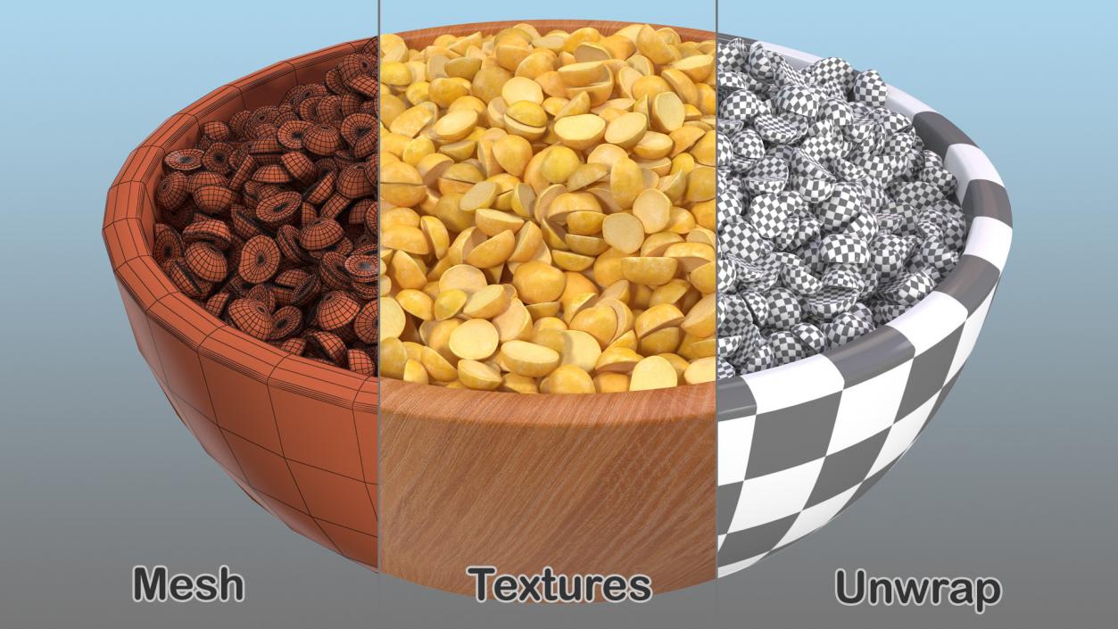 3D model Full Plate of Split Mung Beans