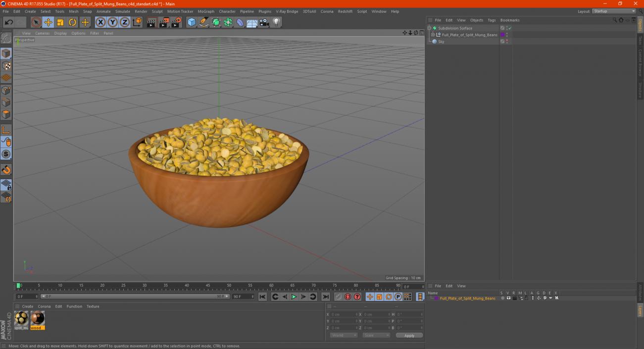 3D model Full Plate of Split Mung Beans