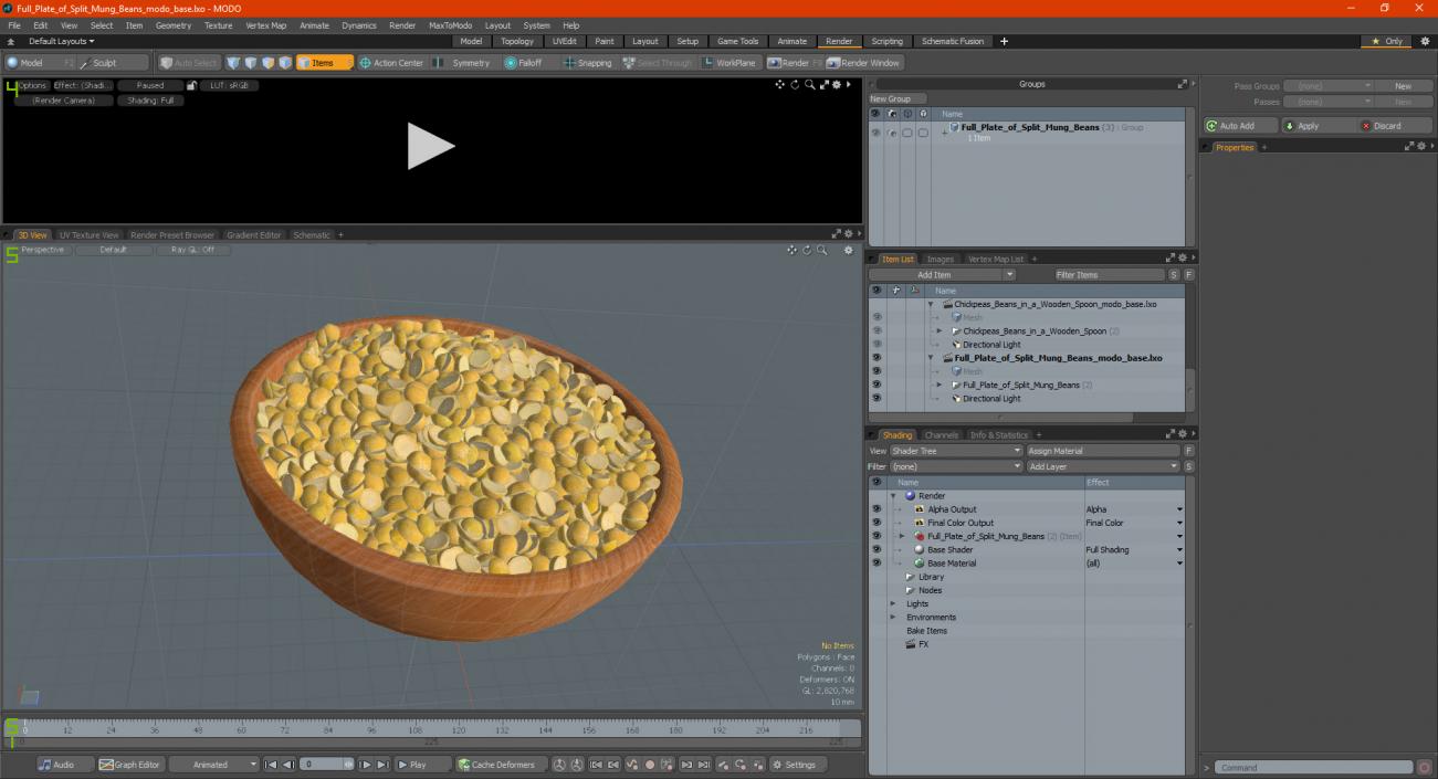 3D model Full Plate of Split Mung Beans