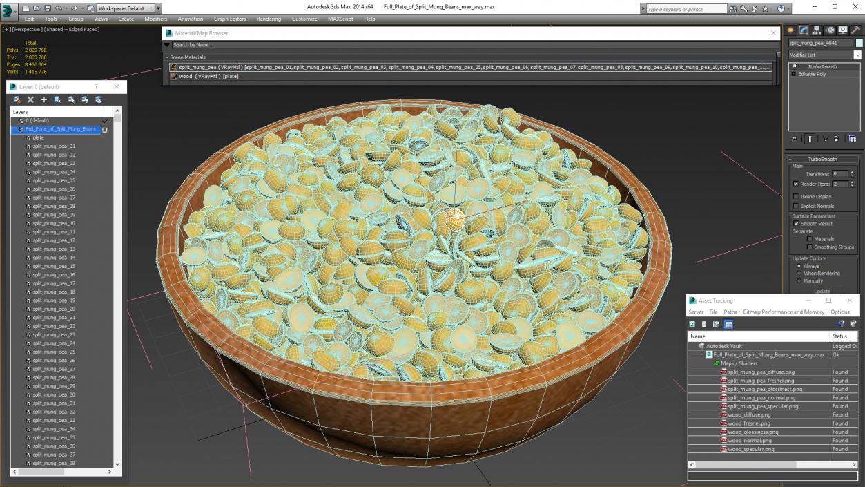 3D model Full Plate of Split Mung Beans