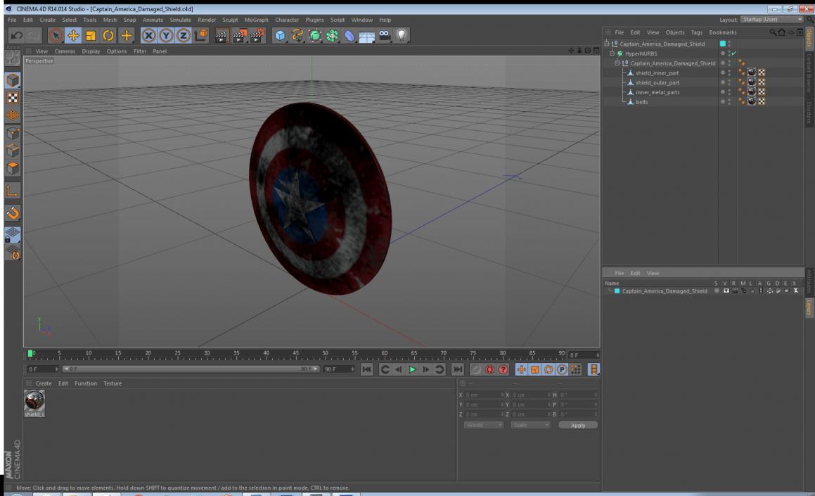 3D model Captain America Damaged Shield