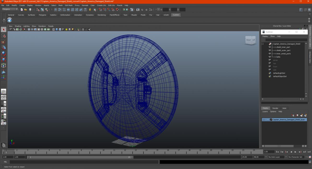 3D model Captain America Damaged Shield